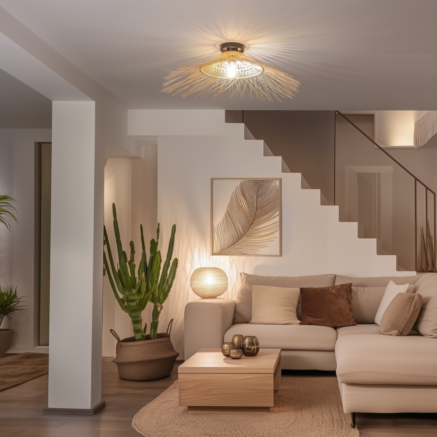 Brilagi - LED overflademonteret loftlampe CERIA BOHO 1xE27/40W/230V Ø 70 cm bambus