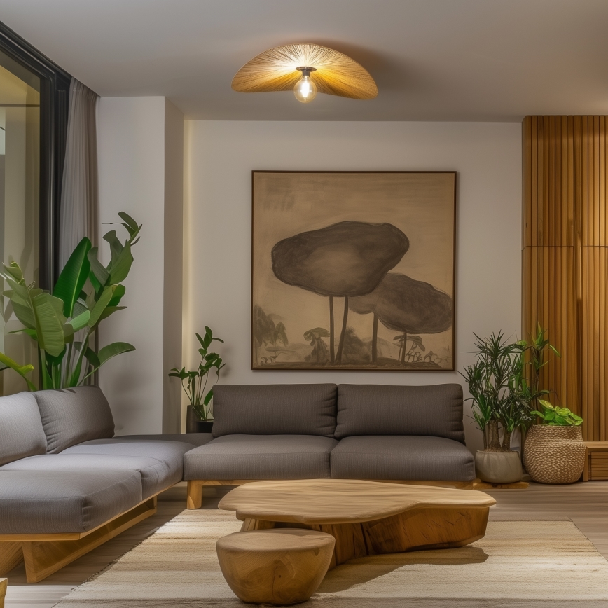 Brilagi - LED overflademonteret loftlampe CERIA BOHO 1xE27/40W/230V Ø 80 cm raffia