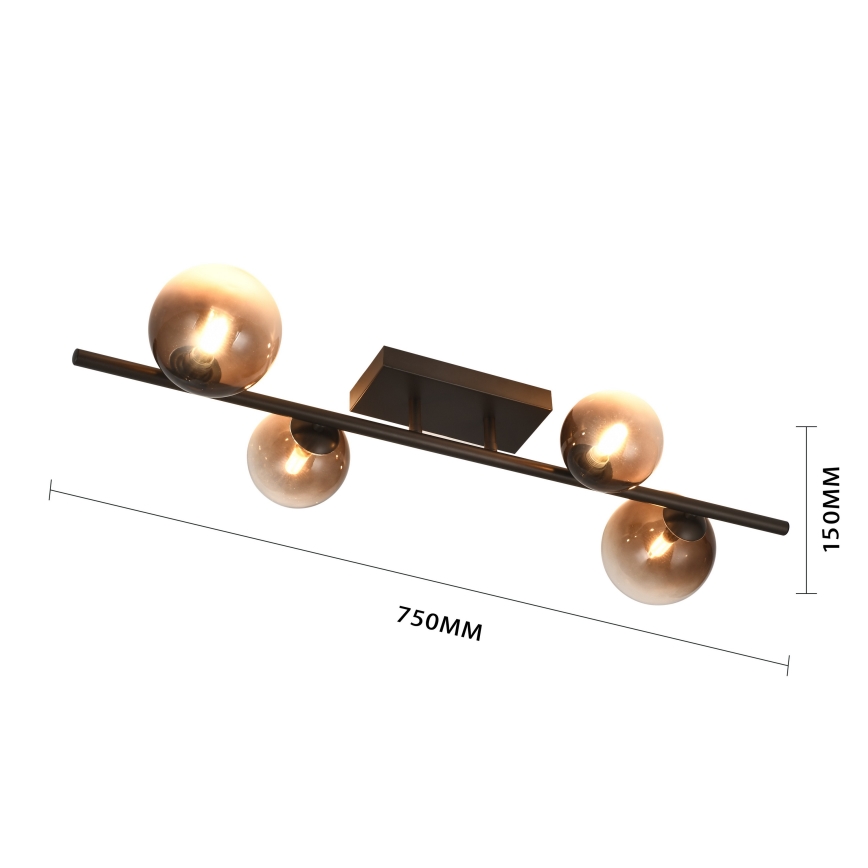 Brilagi - LED overflademonteret loftlampe MILLA 4xG9/3W/230V brun/røget brun