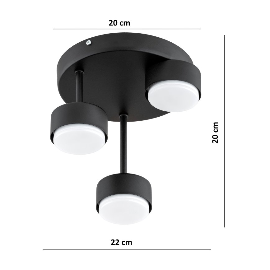 Brilagi - LED overflademonteret loftlampe MONO 3xGX53/30W/230V sort
