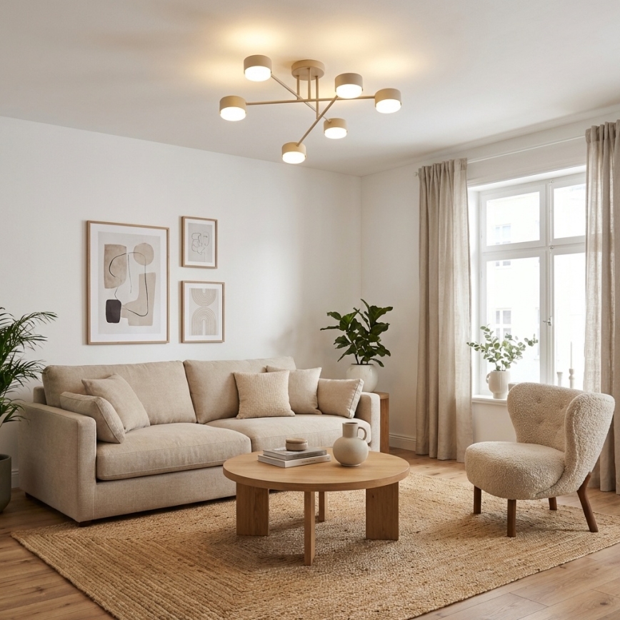 Brilagi - LED overflademonteret loftlampe MONO 6xGX53/30W/230V beige