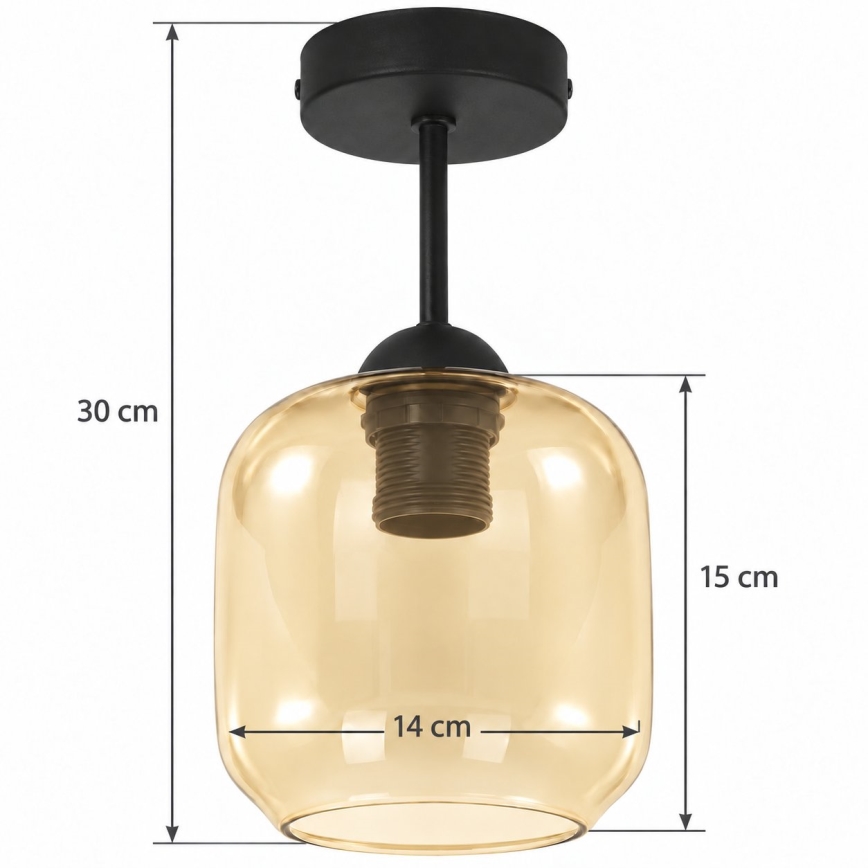BRILAGI - LED plafondlampe RETRO GLASS 1xE27/60W/230V Ø 14 cm sort/røget beige