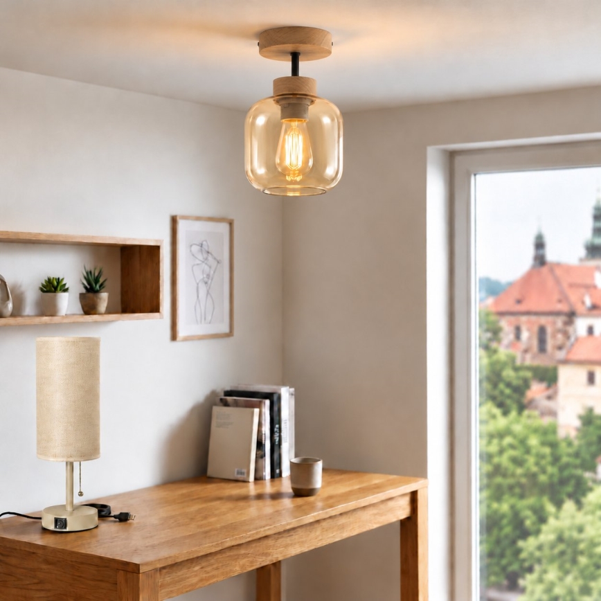 BRILAGI - LED overflademonteret loftlampe RETRO GLASS 1xE27/60W/230V Ø 14 cm eg/røget beige