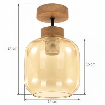 BRILAGI - LED overflademonteret loftlampe RETRO GLASS 1xE27/60W/230V Ø 14 cm eg/røget beige