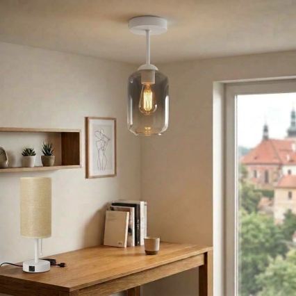 BRILAGI - LED overflademonteret loftlampe RETRO GLASS 1xE27/60W/230V Ø 14 cm hvid/røget grå