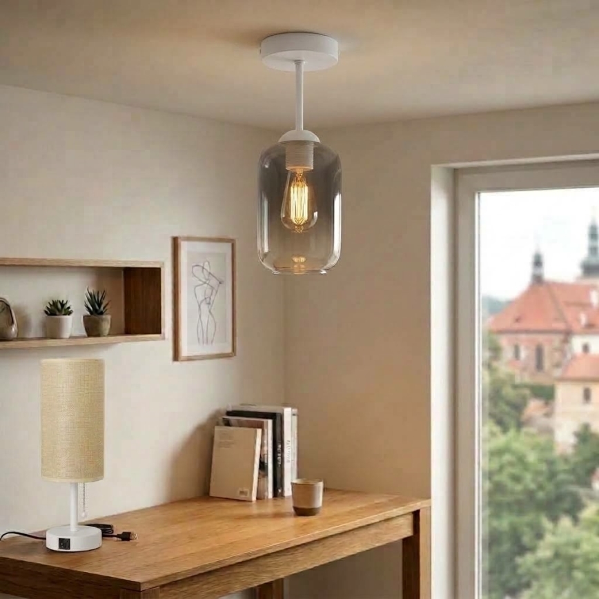 BRILAGI - LED overflademonteret loftlampe RETRO GLASS 1xE27/60W/230V Ø 14 cm hvid/røget grå