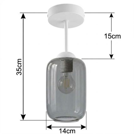 BRILAGI - LED overflademonteret loftlampe RETRO GLASS 1xE27/60W/230V Ø 14 cm hvid/røget grå