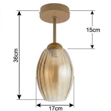 BRILAGI - LED overflademonteret loftlampe RETRO GLASS 1xE27/60W/230V Ø 17 cm beige/røget beige