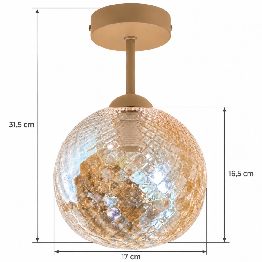 BRILAGI - LED overflademonteret loftlampe RETRO GLASS 1xE27/60W/230V Ø 17 cm beige/røgfarvet beige