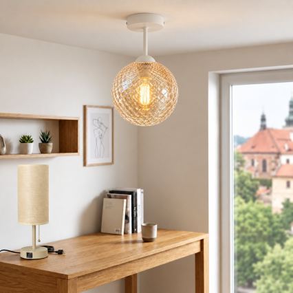 BRILAGI - LED Påbygningslysekrone RETRO GLASS 1xE27/60W/230V Ø 17 cm hvid/røget beige