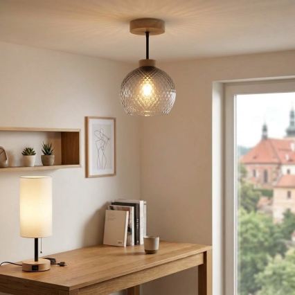 BRILAGI - LED Påbygget lysekrone RETRO GLASS 1xE27/60W/230V Ø 18 cm eg/røggrå