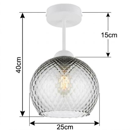 BRILAGI - LED påbygningslampe RETRO GLASS 1xE27/60W/230V Ø 25 cm hvid/røget grå
