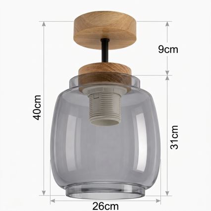 BRILAGI - LED overflademonteret loftlampe RETRO GLASS 1xE27/60W/230V Ø 26 cm eg/røget grå
