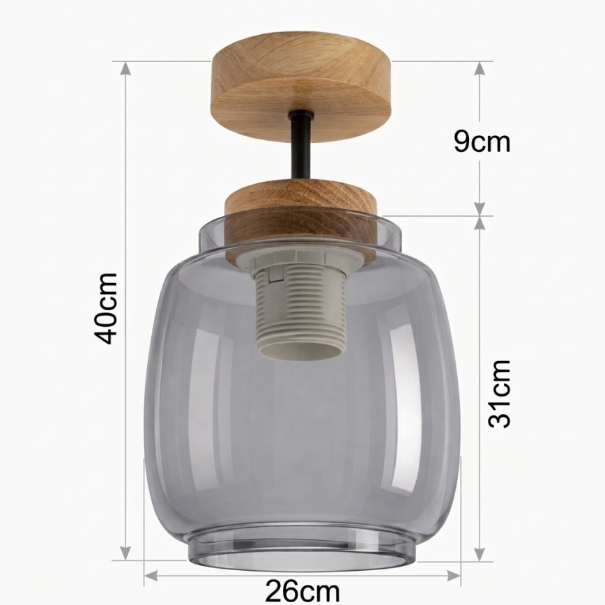 BRILAGI - LED overflademonteret loftlampe RETRO GLASS 1xE27/60W/230V Ø 26 cm eg/røget grå