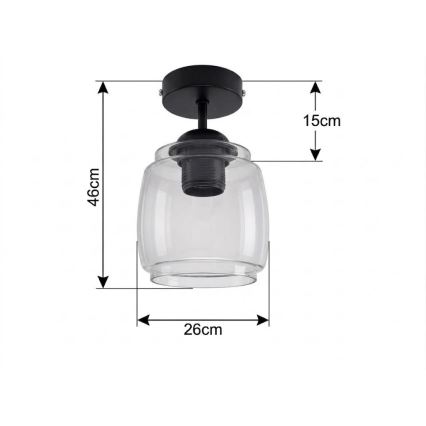 BRILAGI - LED overflademonteret loftlampe RETRO GLASS 1xE27/60W/230V Ø 26 cm sort/røggrå