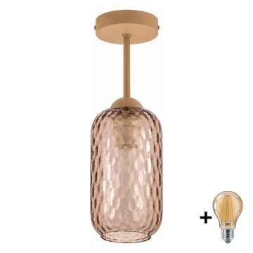 BRILAGI - LED overflademonteret loftlampe RETRO GLASS 1xE27/60W/230V Ø 14 cm beige/røgbrun