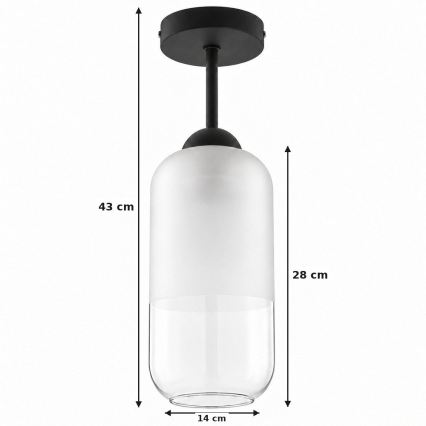 BRILAGI - LED overflademonteret loftlampe RETRO GLASS 1xE27/60W/230V Ø 14 cm sort/hvid