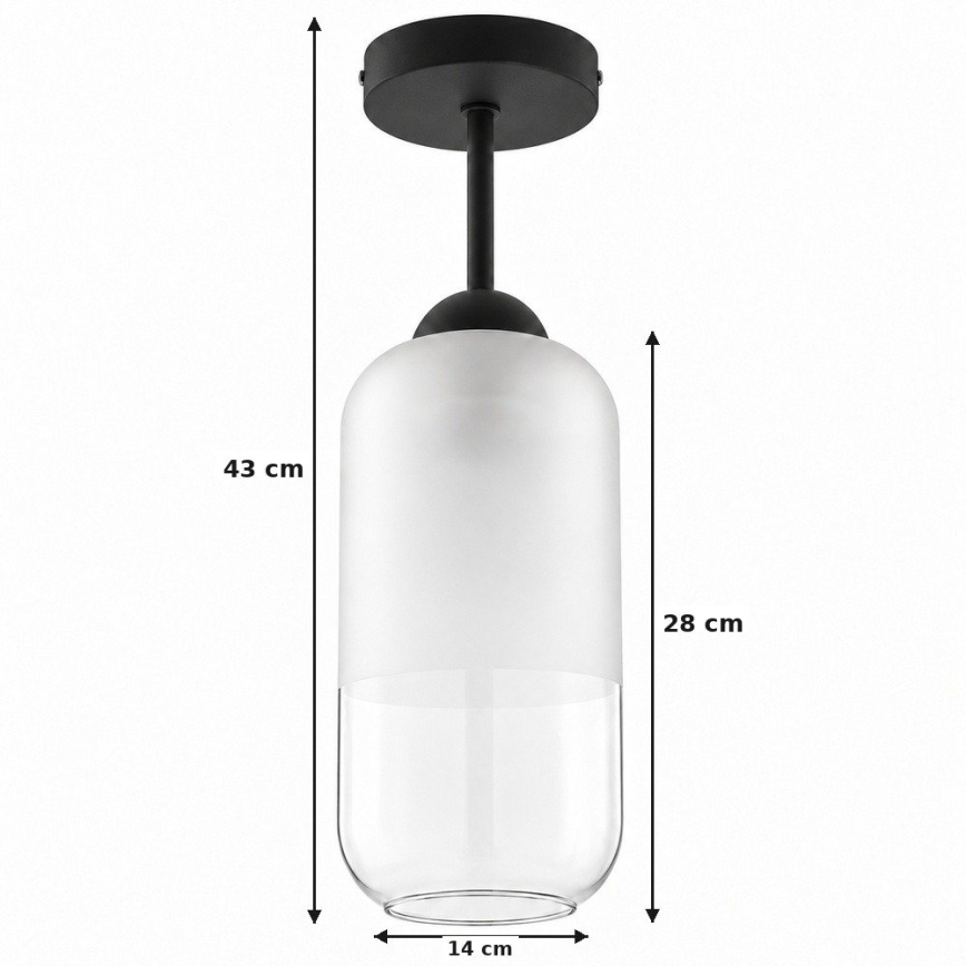 BRILAGI - LED overflademonteret loftlampe RETRO GLASS 1xE27/60W/230V Ø 14 cm sort/hvid