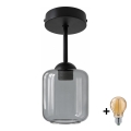 BRILAGI - LED overflademonteret loftlampe RETRO GLASS 1xE27/60W/230V Ø 14 cm sort/røget grå