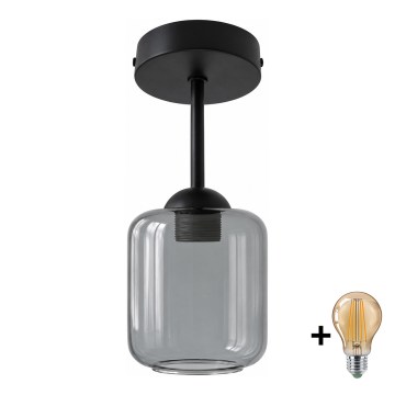 BRILAGI - LED overflademonteret loftlampe RETRO GLASS 1xE27/60W/230V Ø 14 cm sort/røget grå