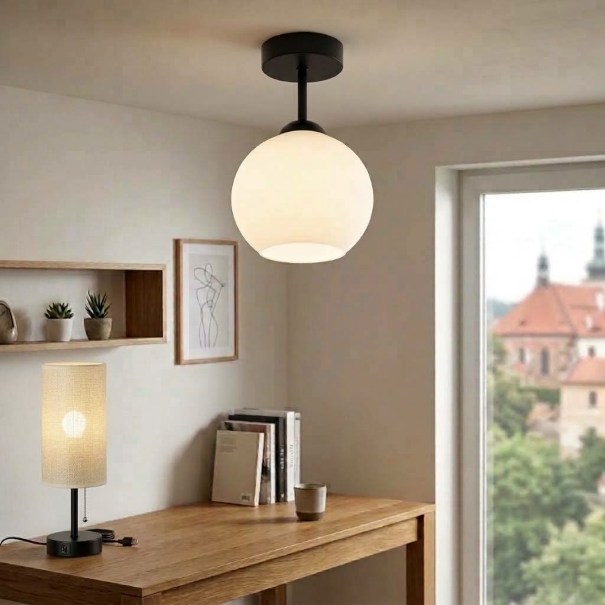 BRILAGI - LED Overflademonteret loftlampe RETRO GLASS 1xE27/60W/230V Ø 15 cm sort/hvid
