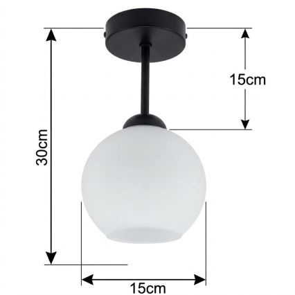 BRILAGI - LED Overflademonteret loftlampe RETRO GLASS 1xE27/60W/230V Ø 15 cm sort/hvid