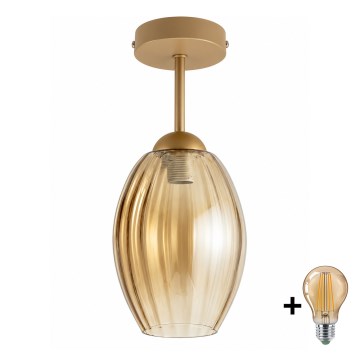 BRILAGI - LED overflademonteret loftlampe RETRO GLASS 1xE27/60W/230V Ø 17 cm beige/røget beige