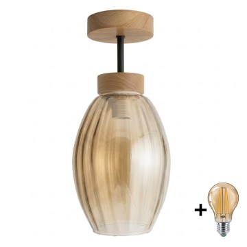 BRILAGI - LED overflademonteret loftlampe RETRO GLASS 1xE27/60W/230V Ø 17 cm eg/røget beige