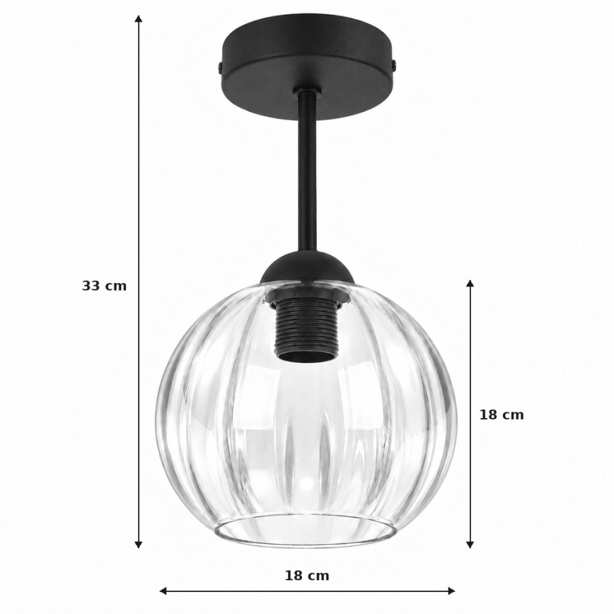 BRILAGI - LED overflademonteret loftlampe RETRO GLASS 1xE27/60W/230V Ø 18 cm sort/klar