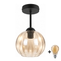 BRILAGI - LED Overflademonteret loftlampe RETRO GLASS 1xE27/60W/230V Ø 18 cm sort/røget beige
