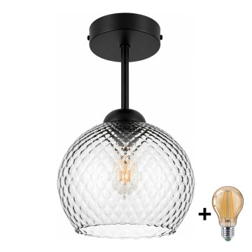 BRILAGI - LED overflademonteret loftlampe RETRO GLASS 1xE27/60W/230V Ø 18 cm sort/røggrå