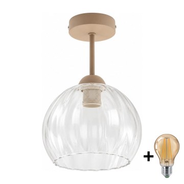 BRILAGI - LED overflademonteret loftlampe RETRO GLASS 1xE27/60W/230V Ø 25 cm beige/klar