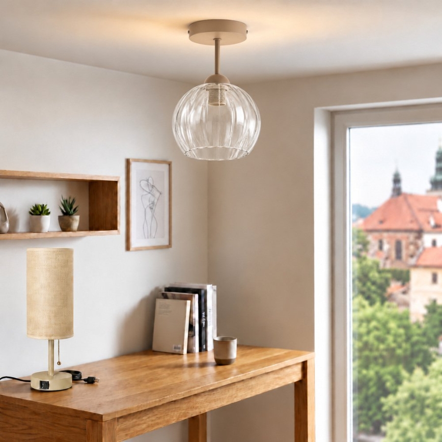 BRILAGI - LED overflademonteret loftlampe RETRO GLASS 1xE27/60W/230V Ø 25 cm beige/klar