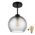 BRILAGI - LED overflademonteret loftlampe RETRO GLASS 1xE27/60W/230V Ø 25 cm sort/røget grå