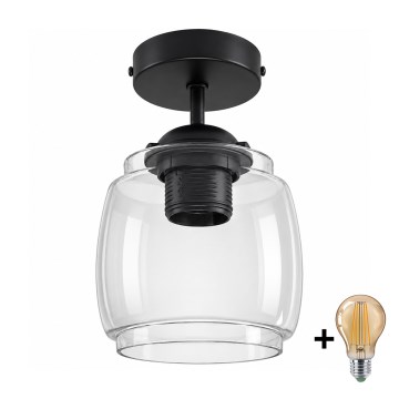 BRILAGI - LED overflademonteret loftlampe RETRO GLASS 1xE27/60W/230V Ø 26 cm sort/røggrå