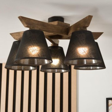 Brilagi - LED Overflademonteret loftslampe ANTHONY 5xE14/40W/230V eg valnød/sort