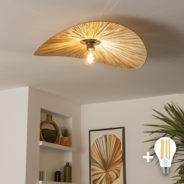 Brilagi - LED overflademonteret lysekrone CERIA BOHO 1xE27/40W/230V Ø 60 cm raffia