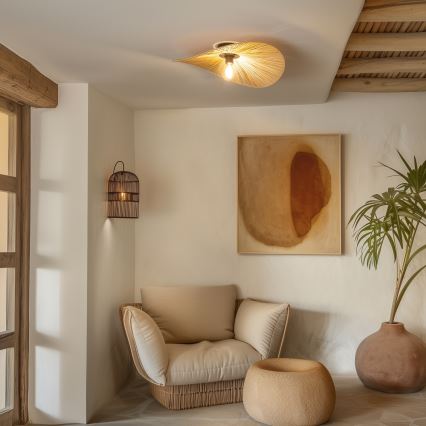 Brilagi - LED overflademonteret lysekrone CERIA BOHO 1xE27/40W/230V Ø 60 cm raffia