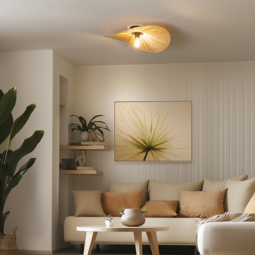 Brilagi - LED overflademonteret lysekrone CERIA BOHO 1xE27/40W/230V Ø 60 cm raffia