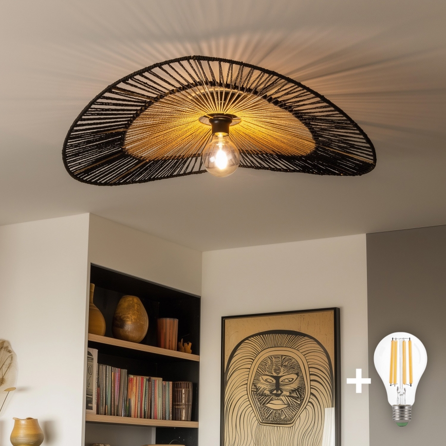 Brilagi - LED overflademonteret lysekrone CERIA BOHO 1xE27/40W/230V Ø 80 cm sort/brun