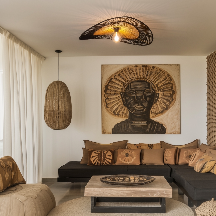 Brilagi - LED overflademonteret lysekrone CERIA BOHO 1xE27/40W/230V Ø 80 cm sort/brun