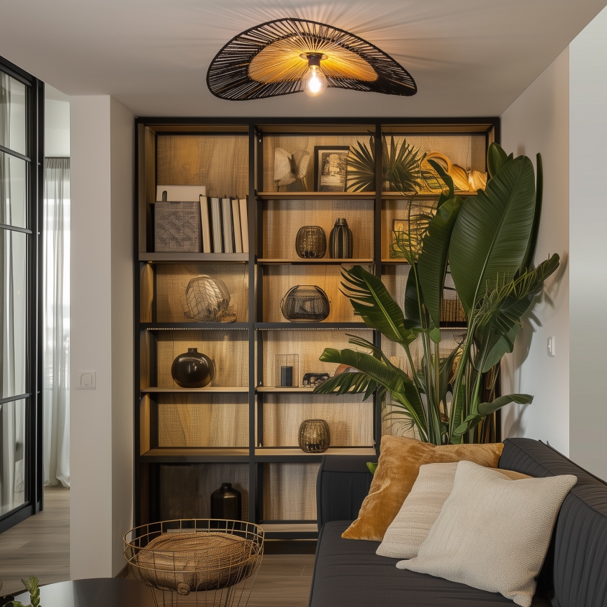 Brilagi - LED overflademonteret lysekrone CERIA BOHO 1xE27/40W/230V Ø 80 cm sort/brun