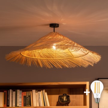 Brilagi - LED overflademonteret lysekrone CERIA BOHO 1xE27/60W/230V Ø 100 cm sort/beige
