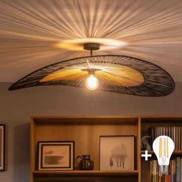 Brilagi - LED overflademonteret lysekrone CERIA BOHO 1xE27/60W/230V Ø 100 cm sort/brun