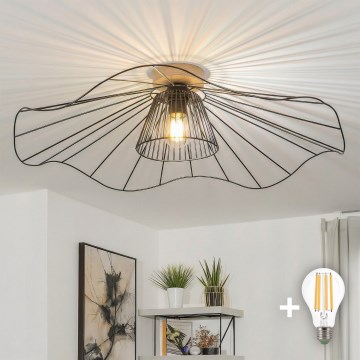 Brilagi - LED overflademonteret lysekrone CERIA WIRE 1xE27/40W/230V Ø 80 cm sort/eg