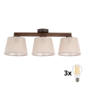 BRILAGI - LED overflademonteret lysekrone LATTE 3xE27/15W/230V fyrretræ/beige