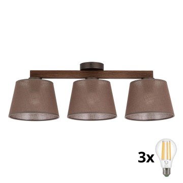 BRILAGI - LED overflademonteret lysekrone LATTE 3xE27/15W/230V fyrretræ/brun