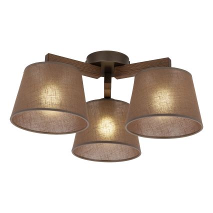 BRILAGI - LED overflademonteret lysekrone LATTE 3xE27/15W/230V fyrretræ/brun