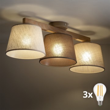 BRILAGI - LED Overflademonteret lysekrone LATTE 3xE27/15W/230V fyrretræ/mix