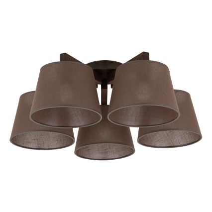 BRILAGI - LED overflademonteret lysekrone LATTE 5xE27/15W/230V fyrretræ/brun
